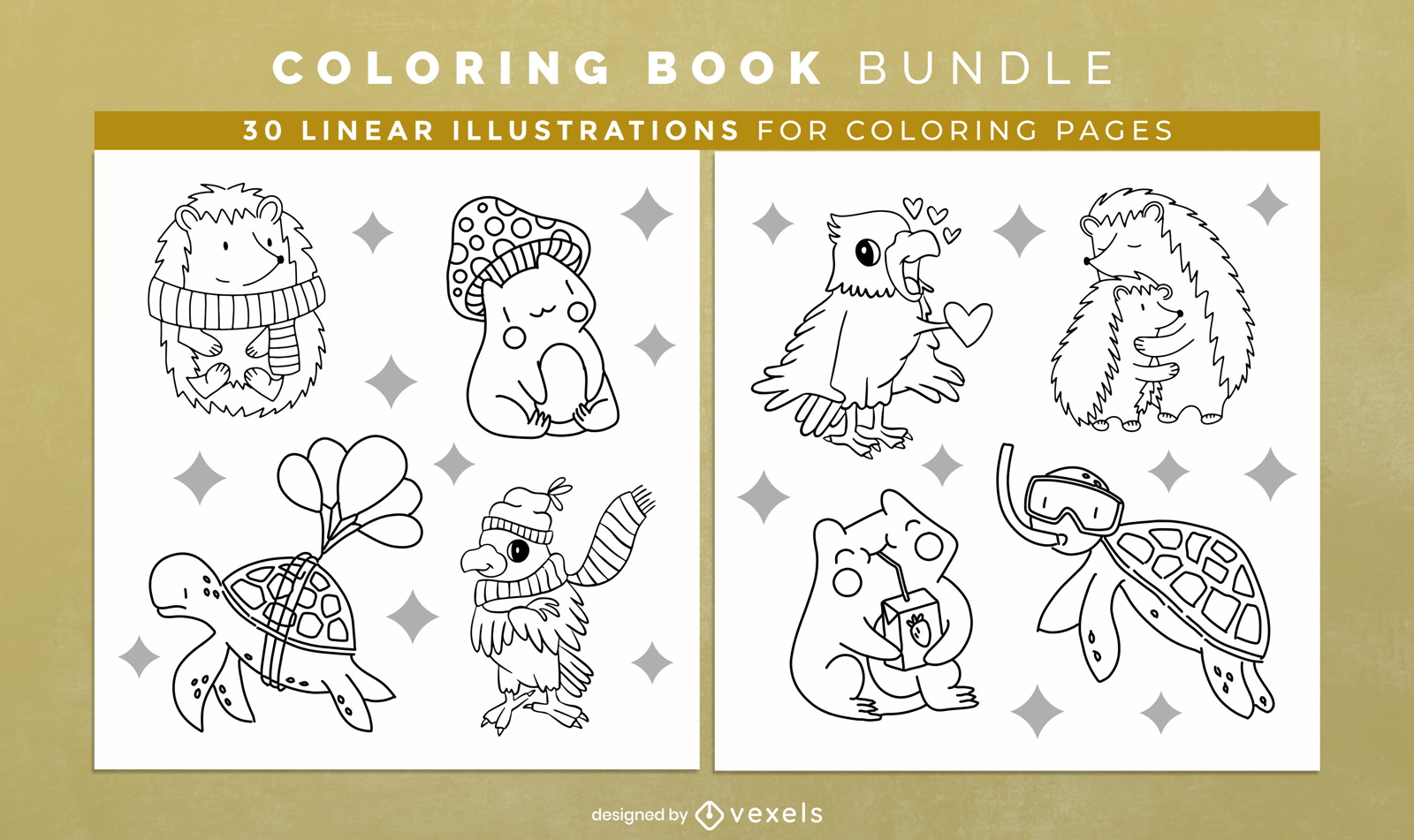 Cute animals coloring book KDP interior design