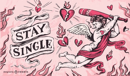 Anti valentines day cupid illustration