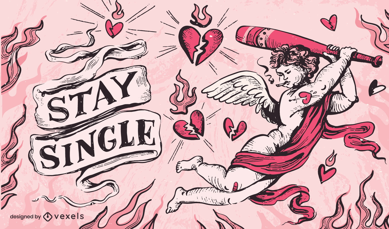 Ilustración de cupido anti día de san valentín