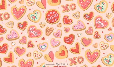 Design de padrão de biscoitos de dia dos namorados