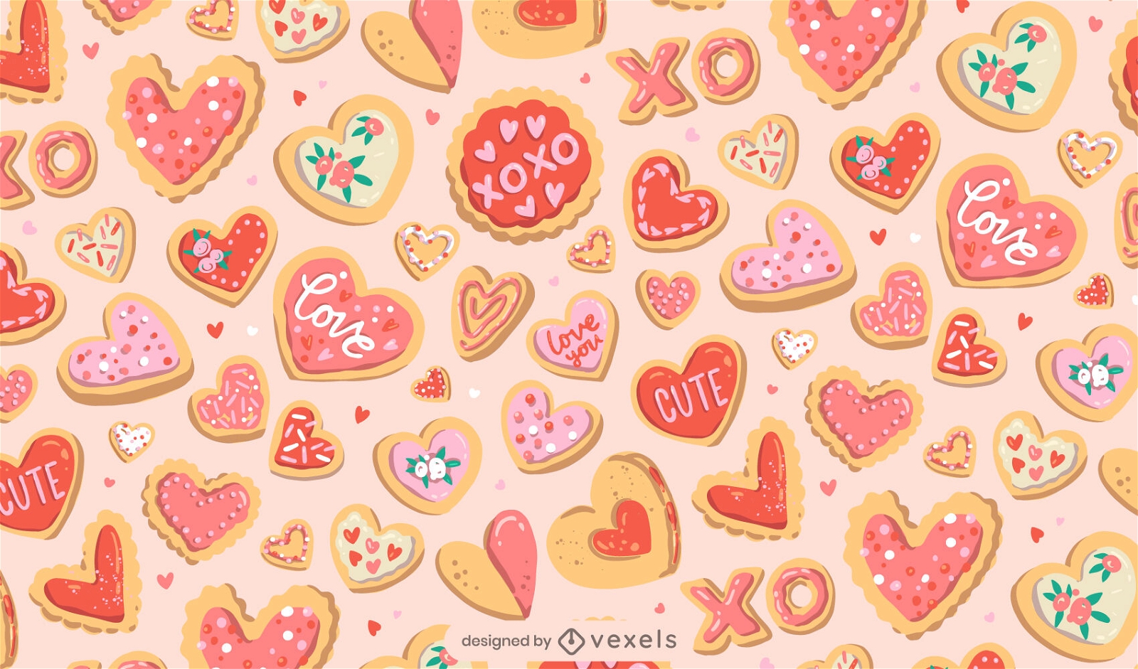 Diseño de patrón de galletas de san valentín