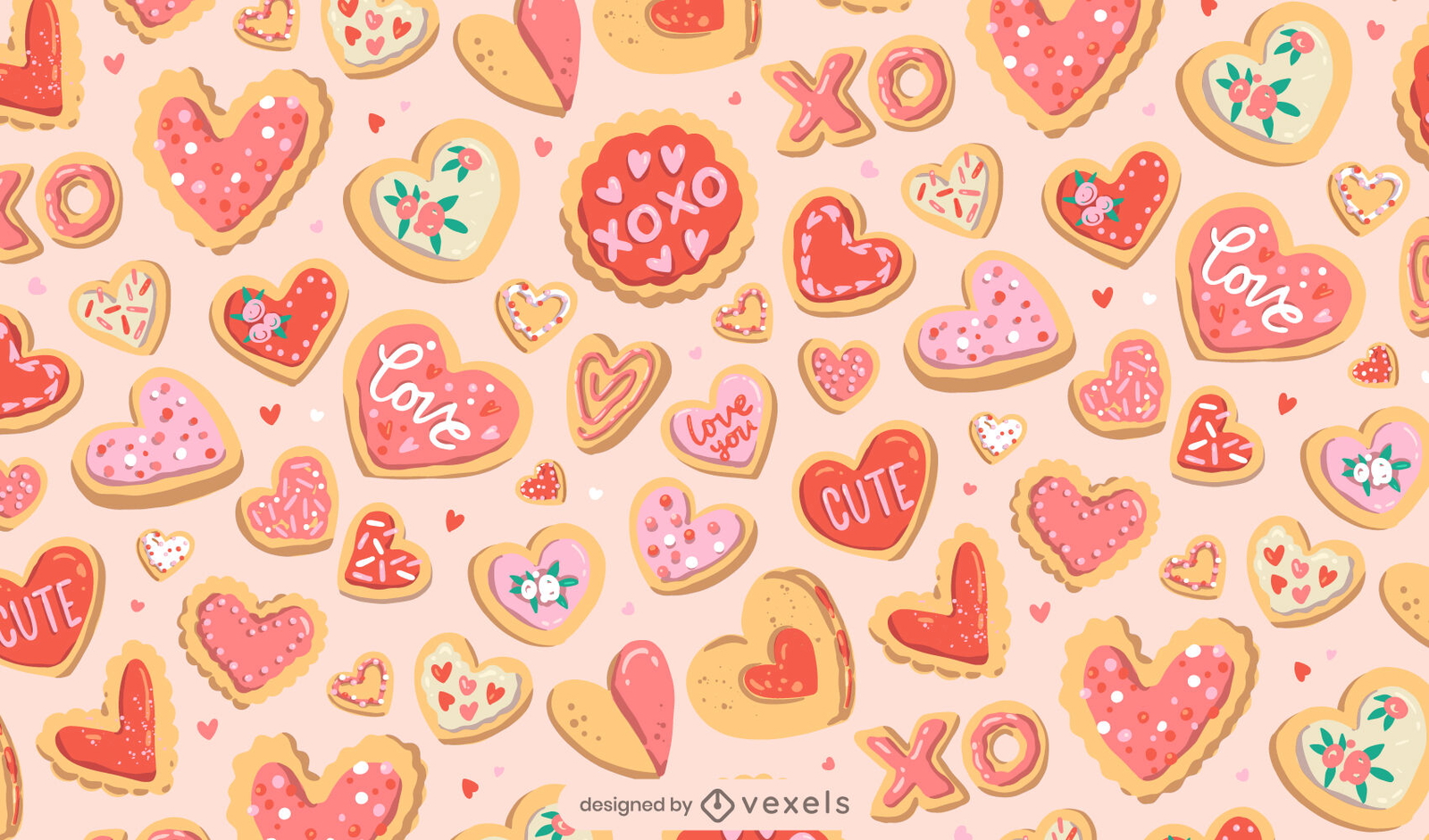 Valentine's day cookies pattern design