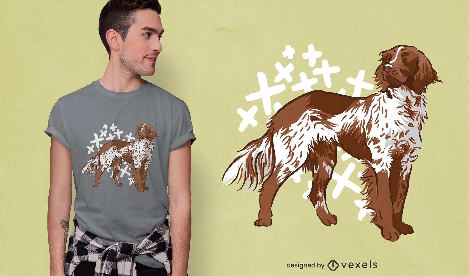Design fofo de t-shirt de cão peludo e animal