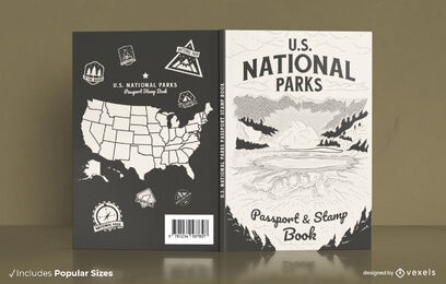 design de capa de livro de parques nacionais americanos