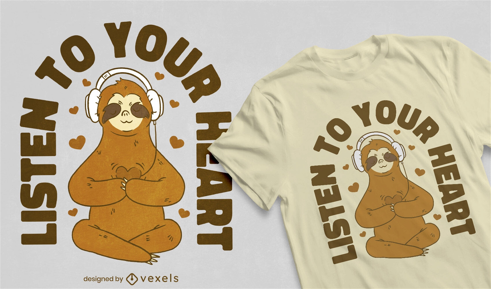 Sloth with headphones t-shirt design