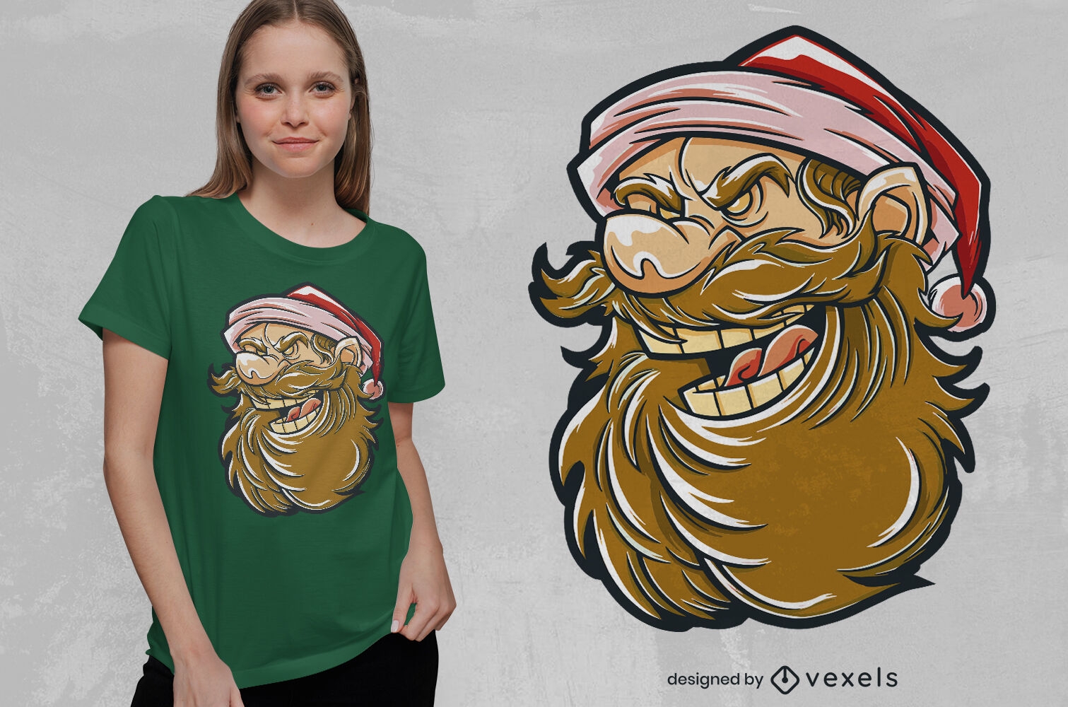Cartoon-Weihnachtsmann-Kopf-T-Shirt-Design