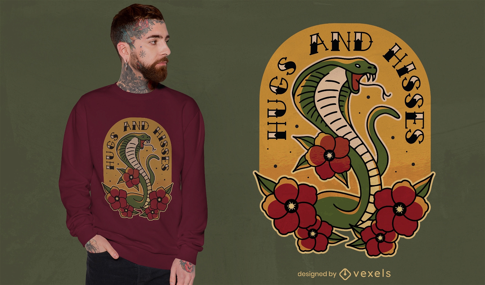 Design de camiseta estilo tatuagem de cobra cobra