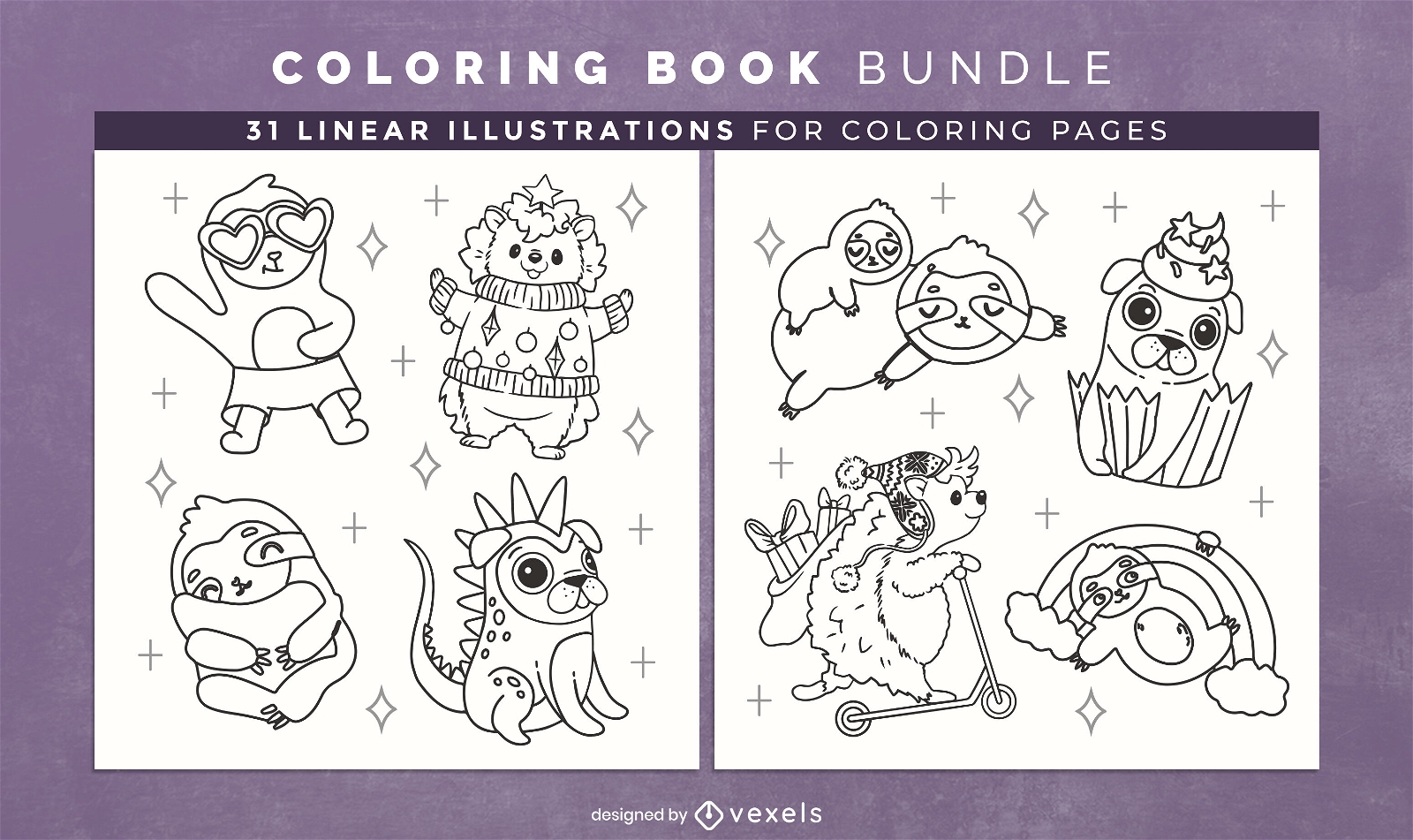 Desenhos de páginas de livros para colorir de animais fofos
