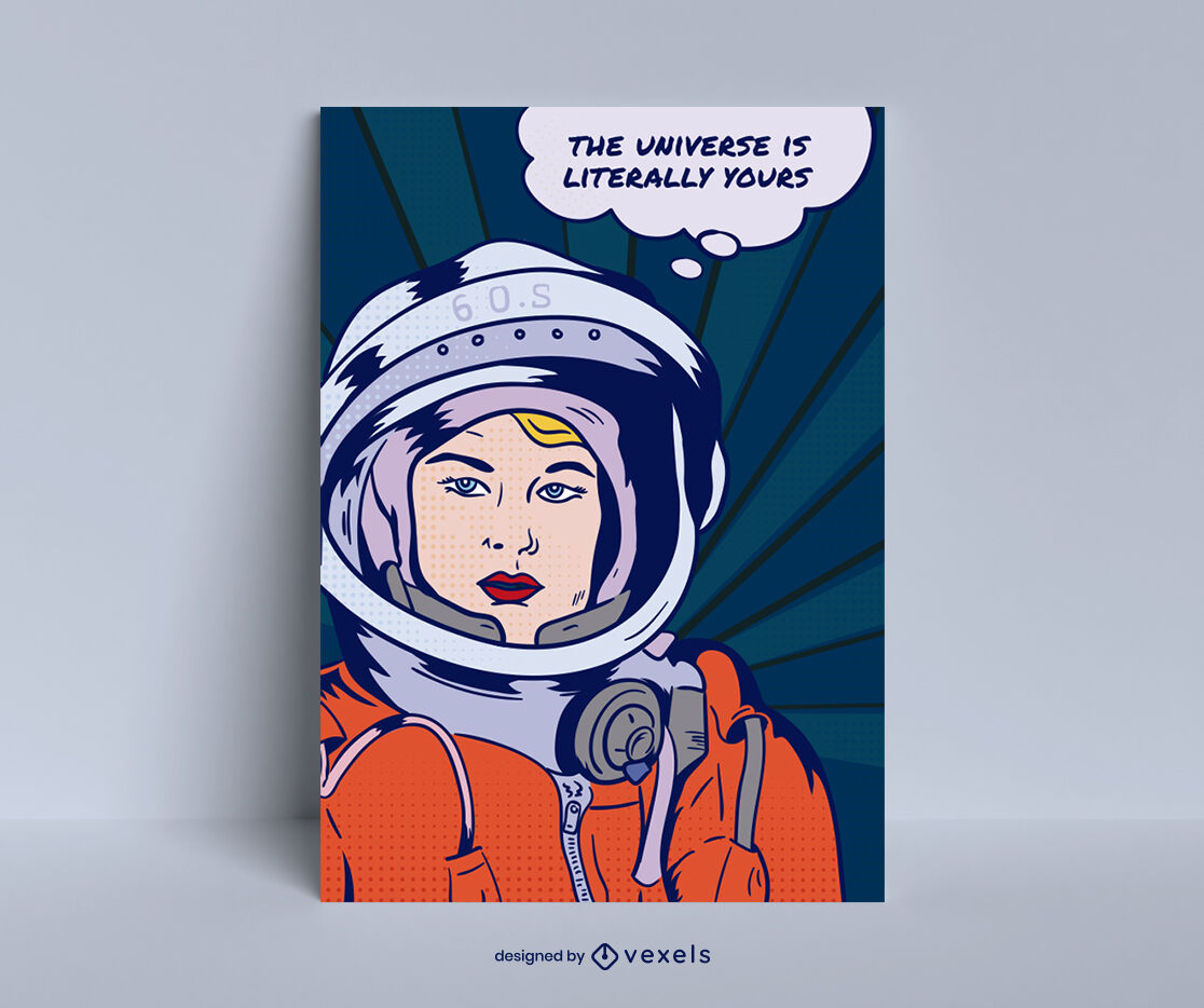 Plantilla de póster espacial mujer astronauta