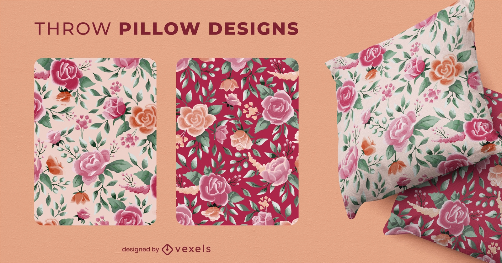 Watercolor flowers throw pillow design