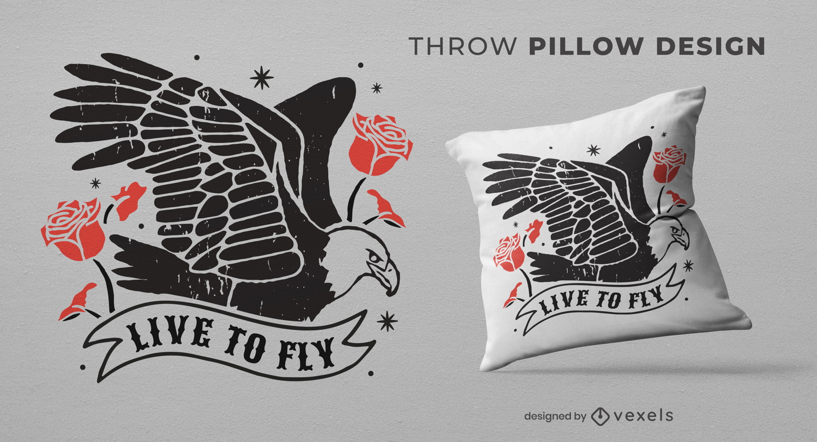 Eagle animal flying throw pillow design