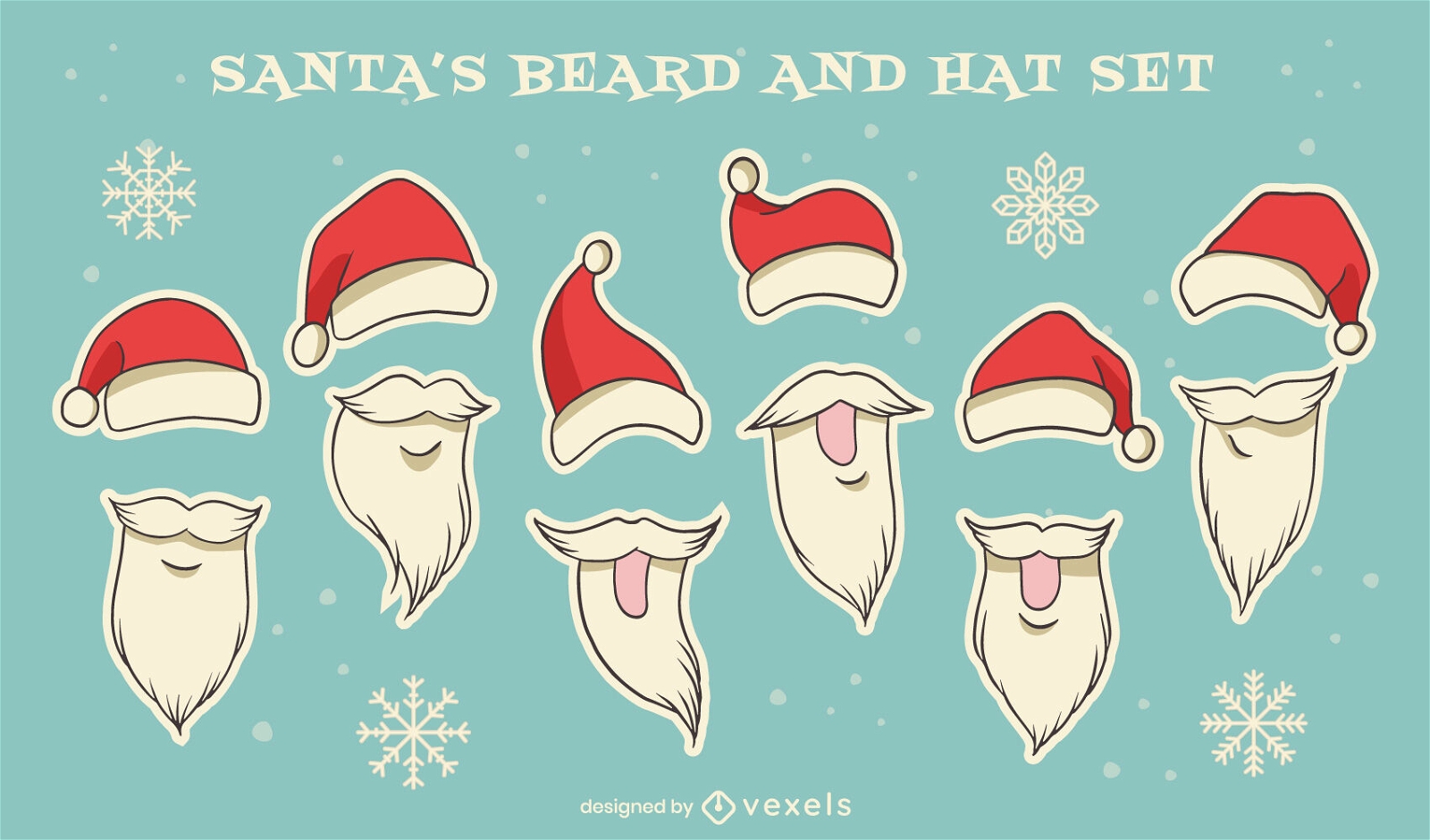 Conjunto navide?o de barba y sombreros de santa claus