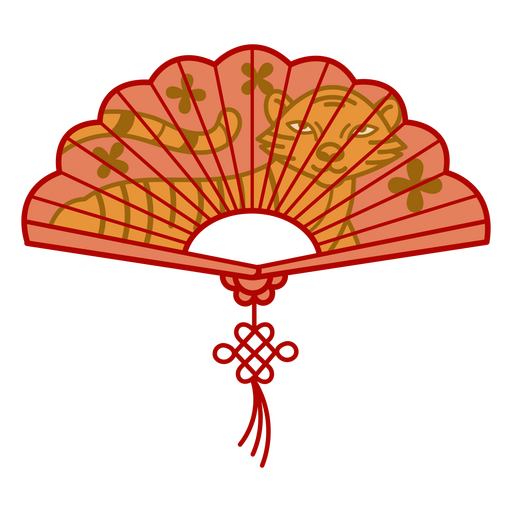 Chinese New Year Fan with Tiger PNG Design