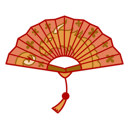 Chinesischer Neujahrsfächer mit Drachen PNG-Design