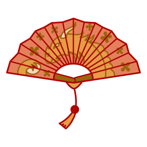Chinese New Year Fan with Dragon PNG Design
