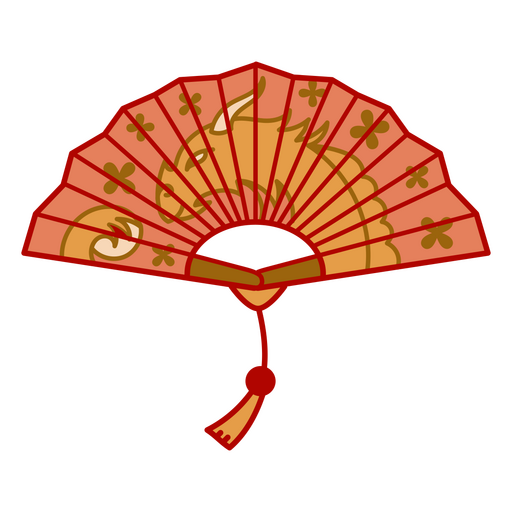 Fã de ano novo chinês com dragão Desenho PNG