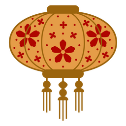Chinese New Year Lantern with Flowers PNG Design Transparent PNG