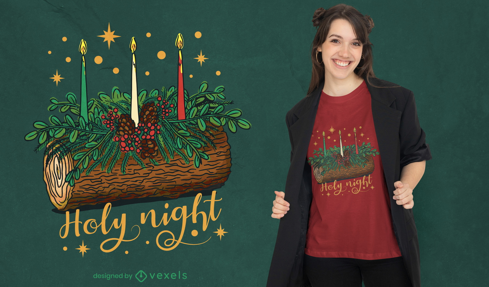 T-Shirt-Design mit weihnachtlichem Herzstück