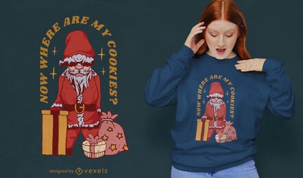 Santa con diseño de camiseta de navidad de regalos.