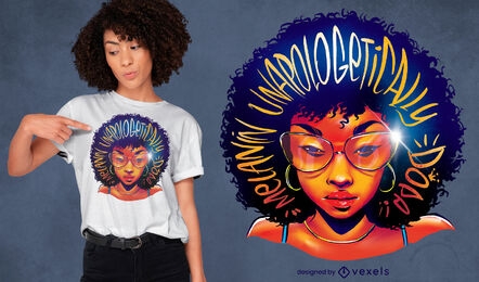 Black woman close up illustration t-shirt psd