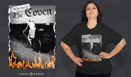 Diseño de camiseta psd de coven collage flames