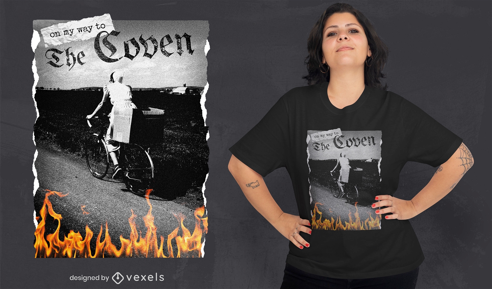Coven collage flames psd t-shirt design