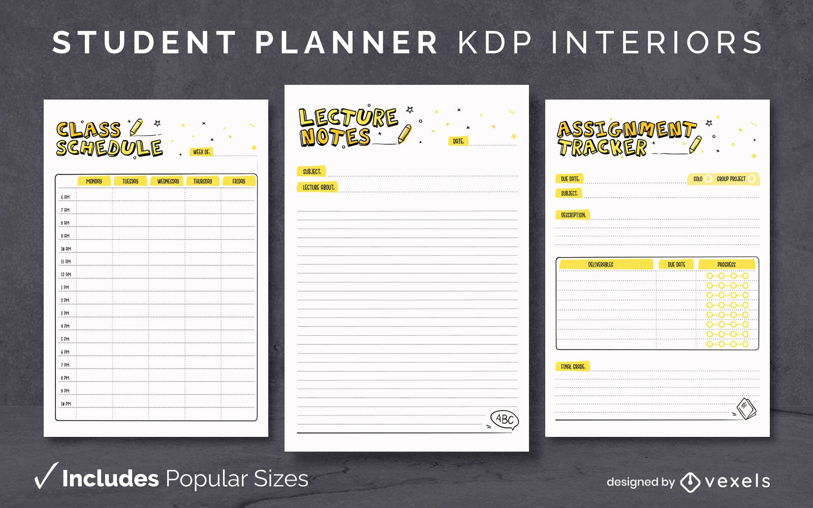 Student planner KDP interior template