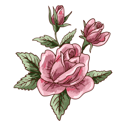 ícone de flor rosa realista Desenho PNG