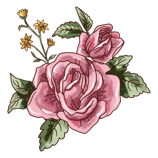 Ícone de natureza de flores rosas realistas Desenho PNG