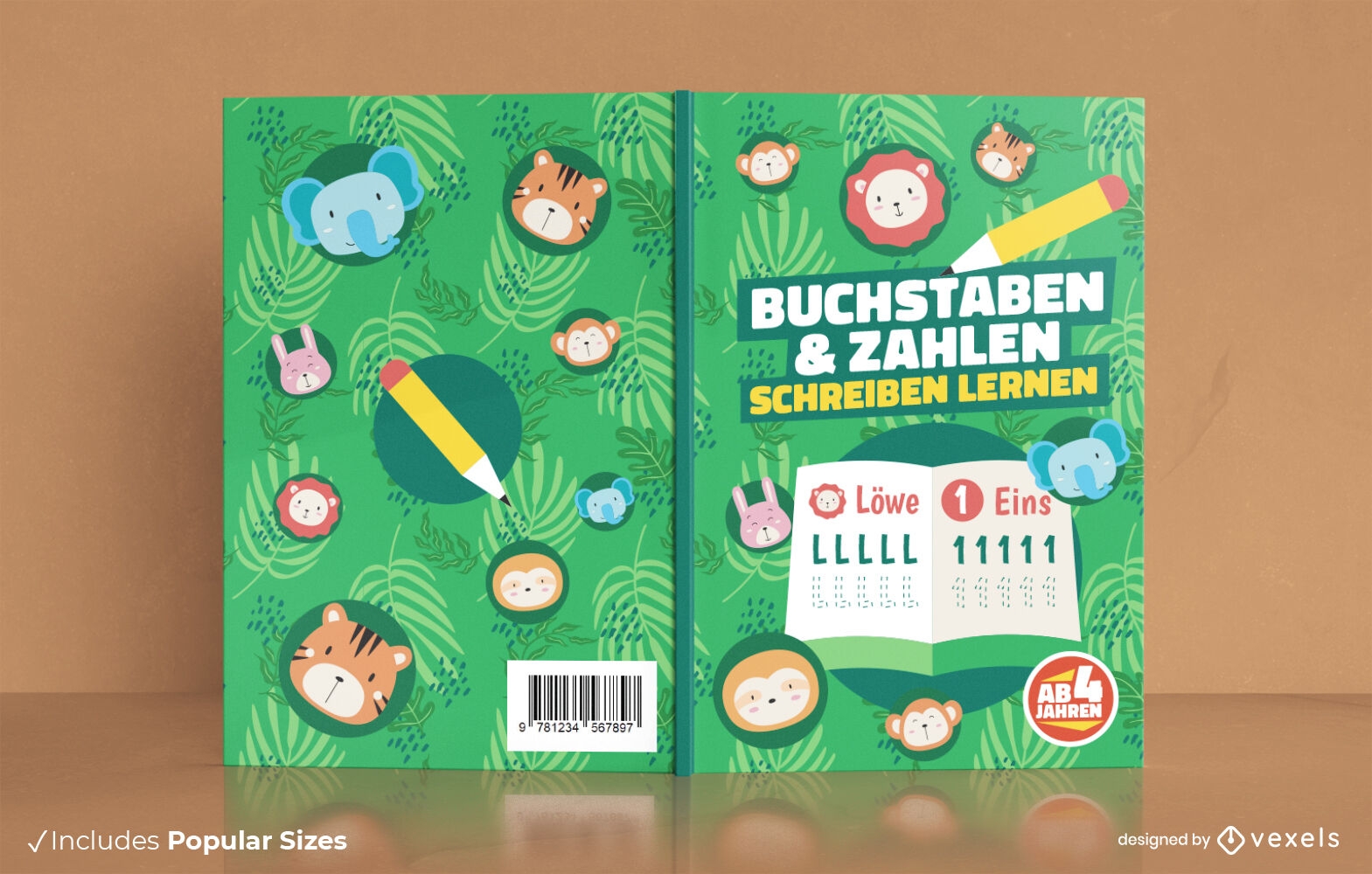 Cute jungle animals book cover design