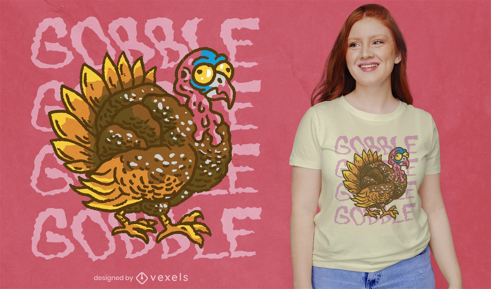 Cartoon thanksgiving turkey t-shirt design