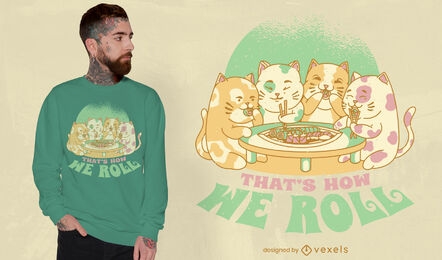 Kittens eating sushi t-shirt design
