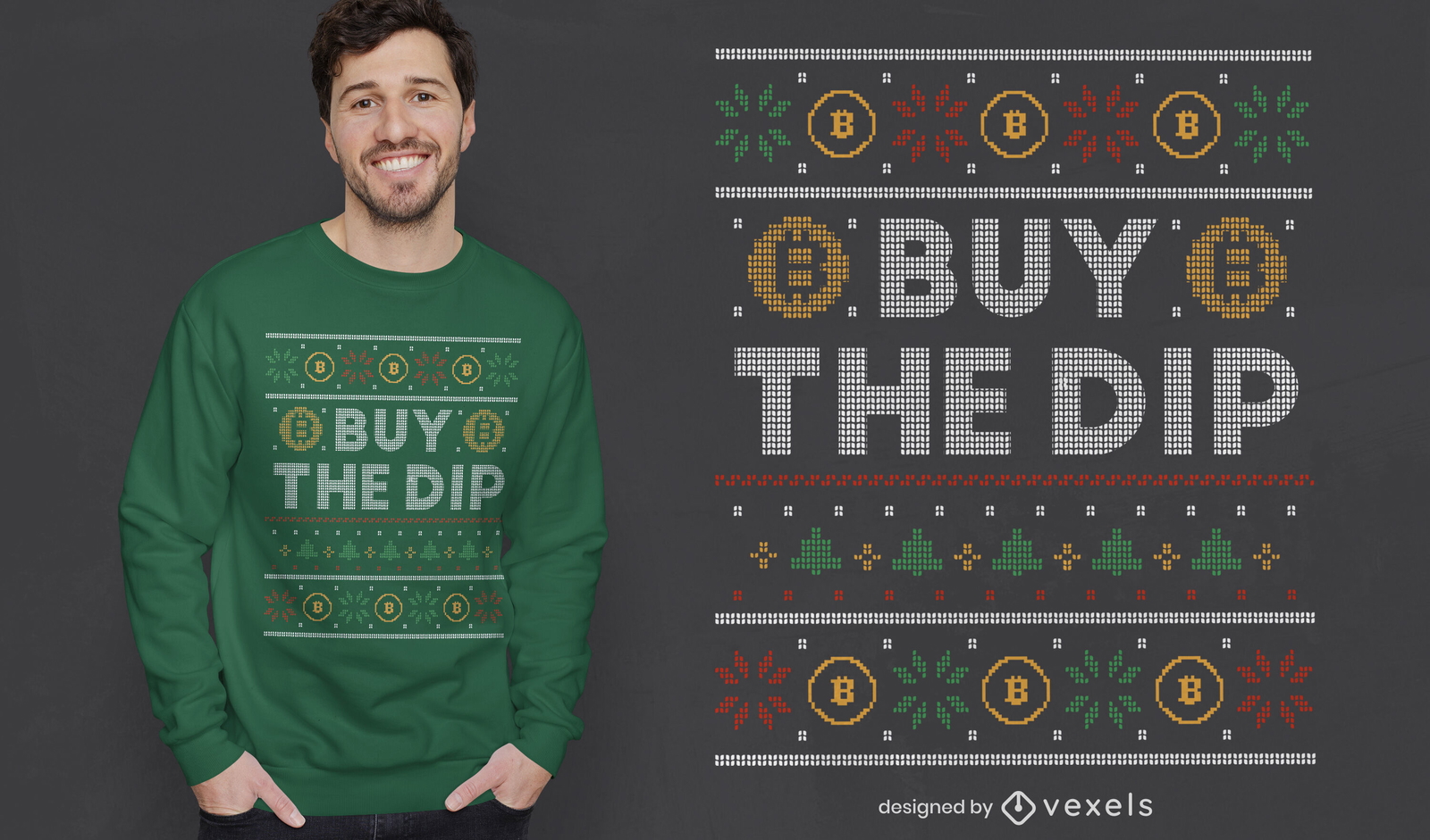 Diseño de camiseta de suéter navideño de criptomoneda.