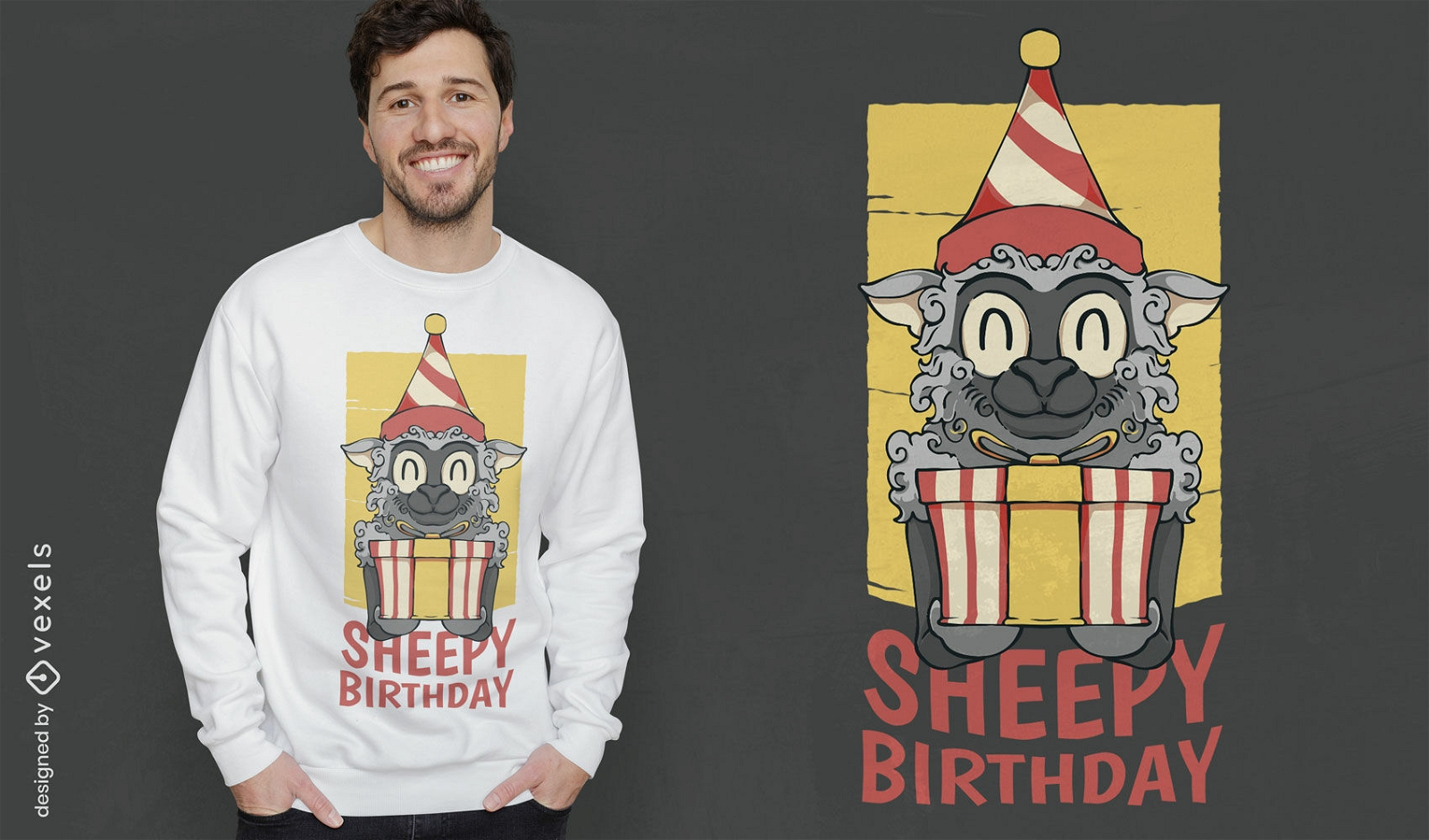 Birthday sheep animal t-shirt design