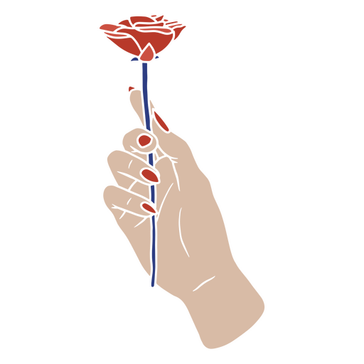 Hand, die eine rote Rose h?lt PNG-Design