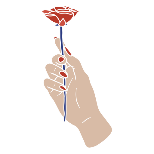 Mão segurando uma rosa vermelha Desenho PNG