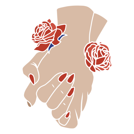 Dibujo de manos de rosas Diseño PNG