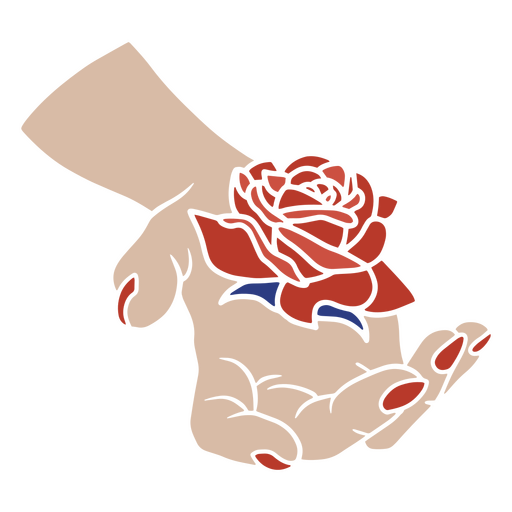 Rose hand palm drawing PNG Design