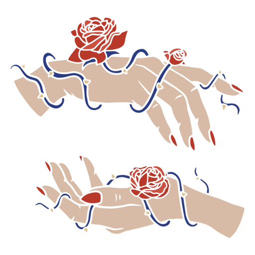 Desenho delicado de mãos de rosas Desenho PNG