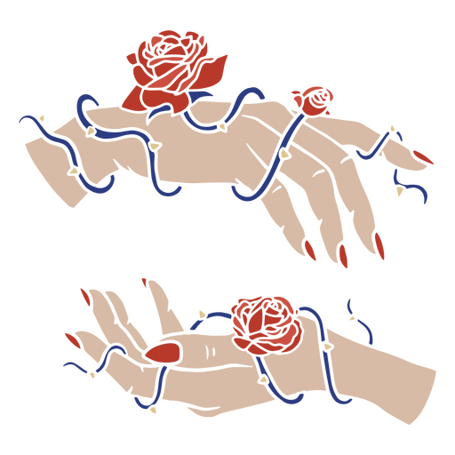 Roses hands delicate drawing PNG Design