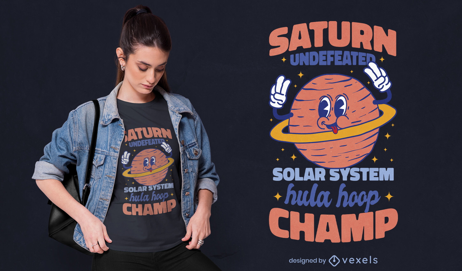 Dise?o de camiseta saturn planet hula hoop