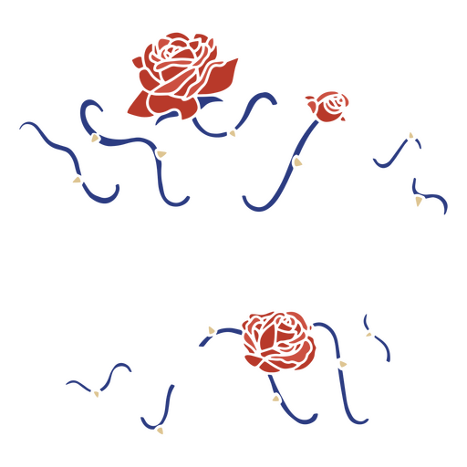 Red roses and swirls PNG Design