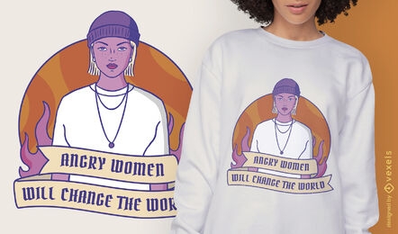 Diseño de camiseta de mujer fuerte feminista.