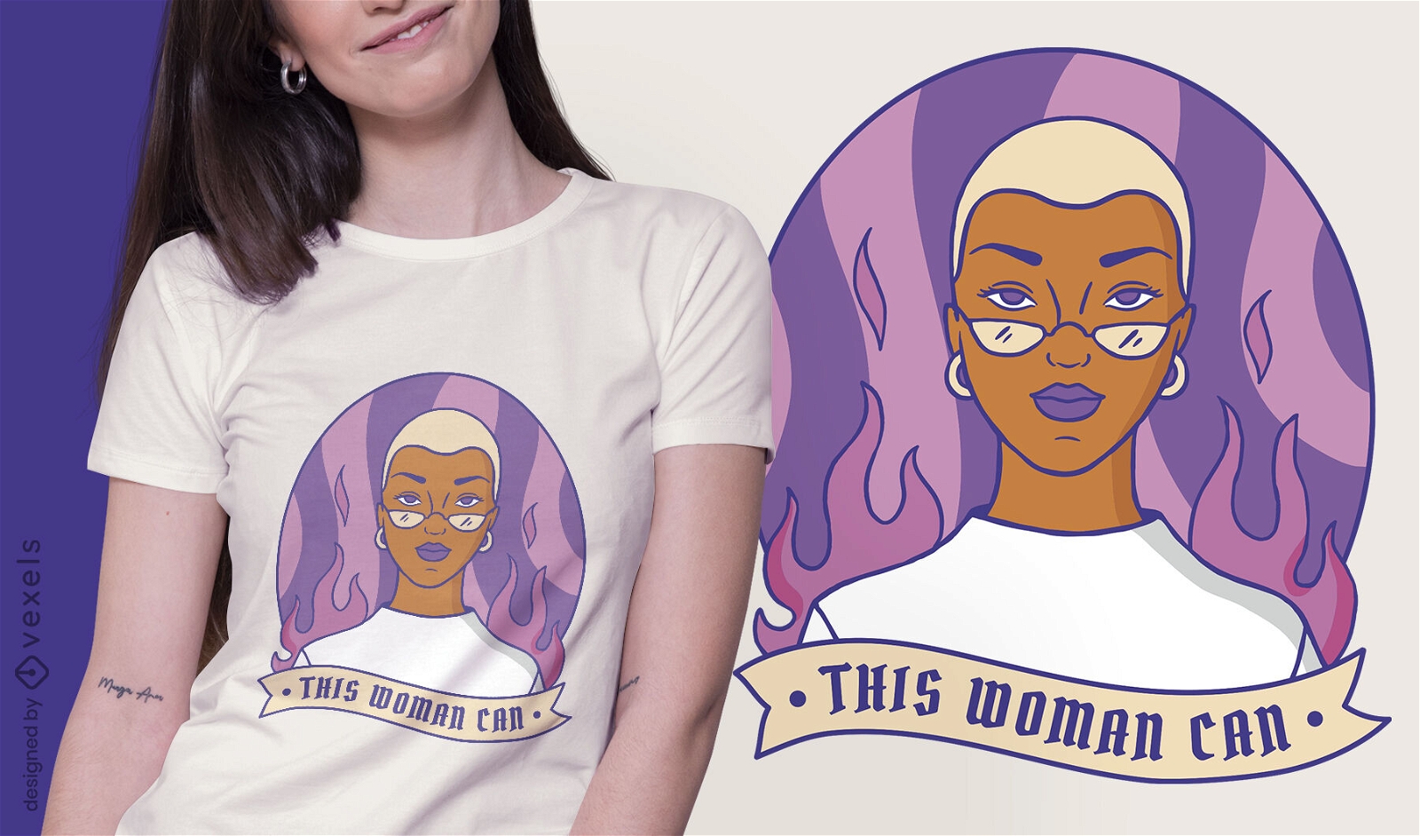 Diseño de camiseta de mujer fuerte feminismo.