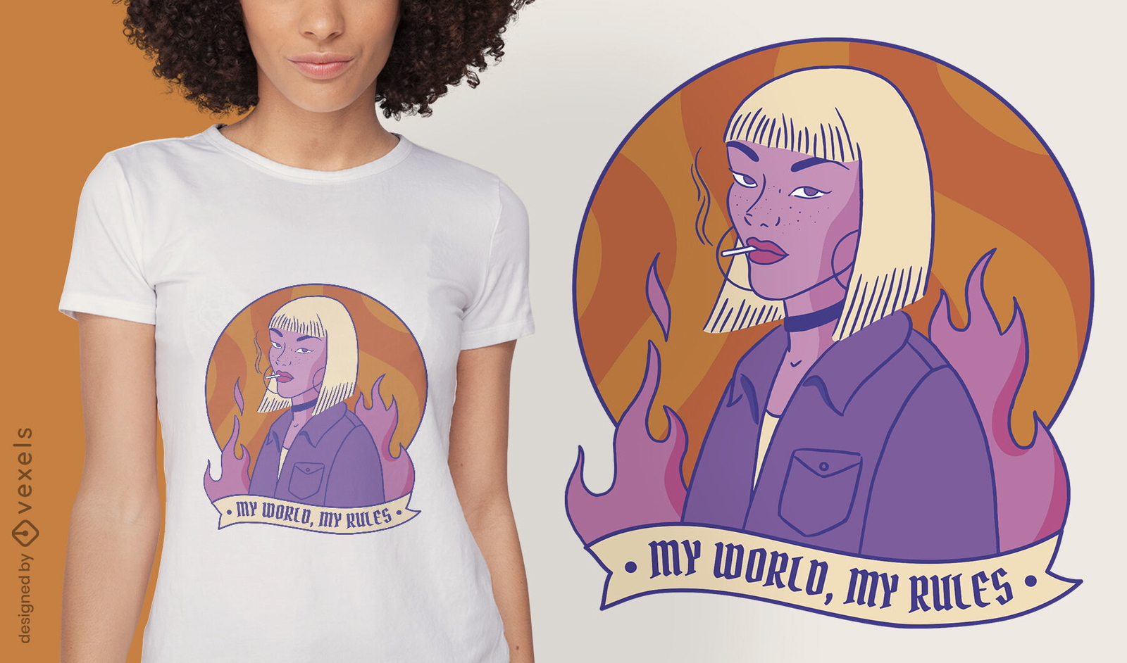 Diseño de camiseta de mujer fuerte fumando