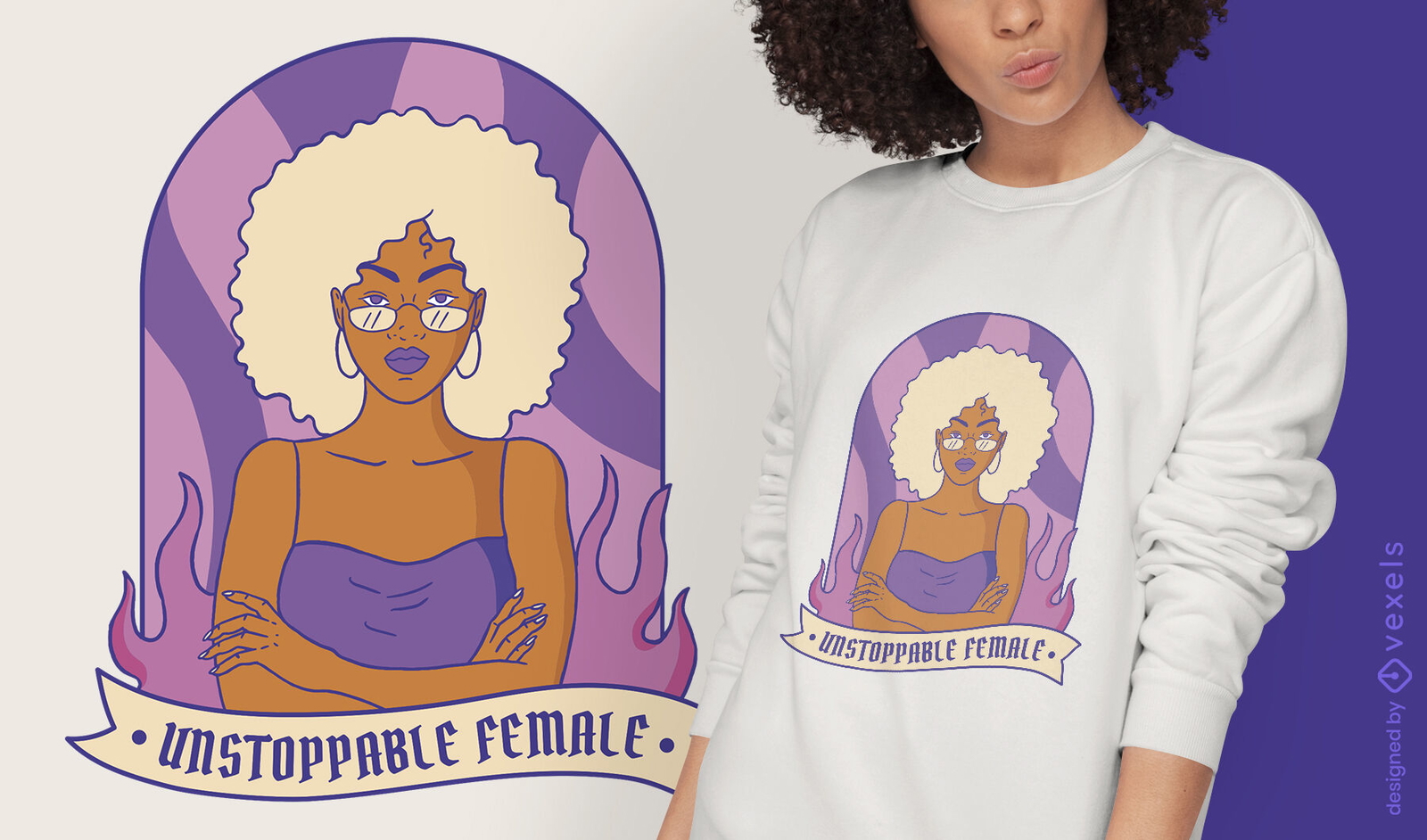 Diseño de camiseta de mujer segura y fuerte.