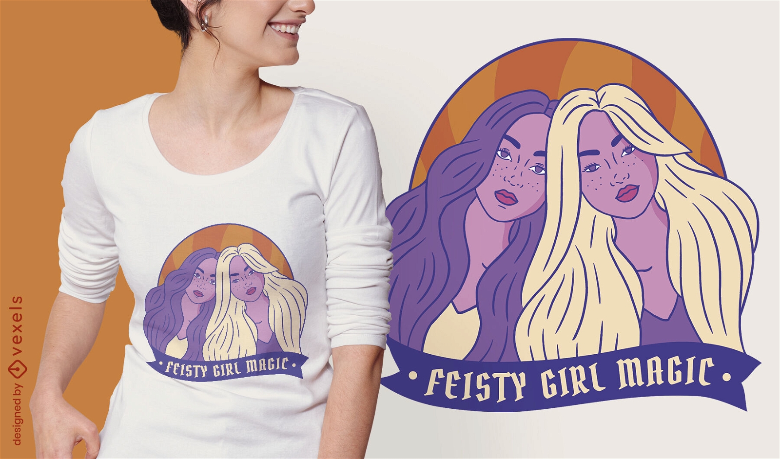 Diseño de camiseta de amigas feministas de mujeres fuertes.