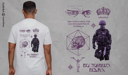 Design de camiseta psd de inimigos de defesa de soldados