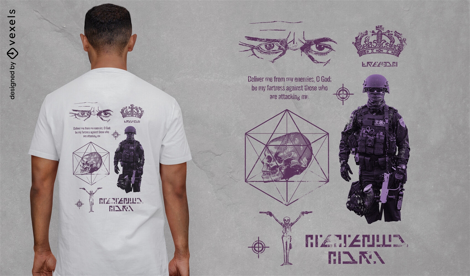 Projeto da camiseta do PSD dos inimigos da defesa do soldado