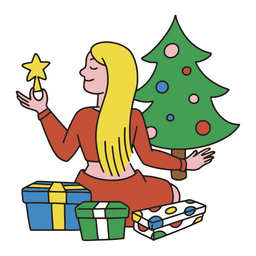 Chica color trazo regalos de navidad Diseño PNG